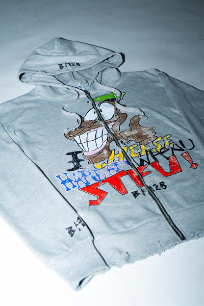 Grey "I Cheese Harder When You Stfu" Thermal Zip-Up