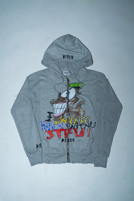 Grey "I Cheese Harder When You Stfu" Thermal Zip-Up