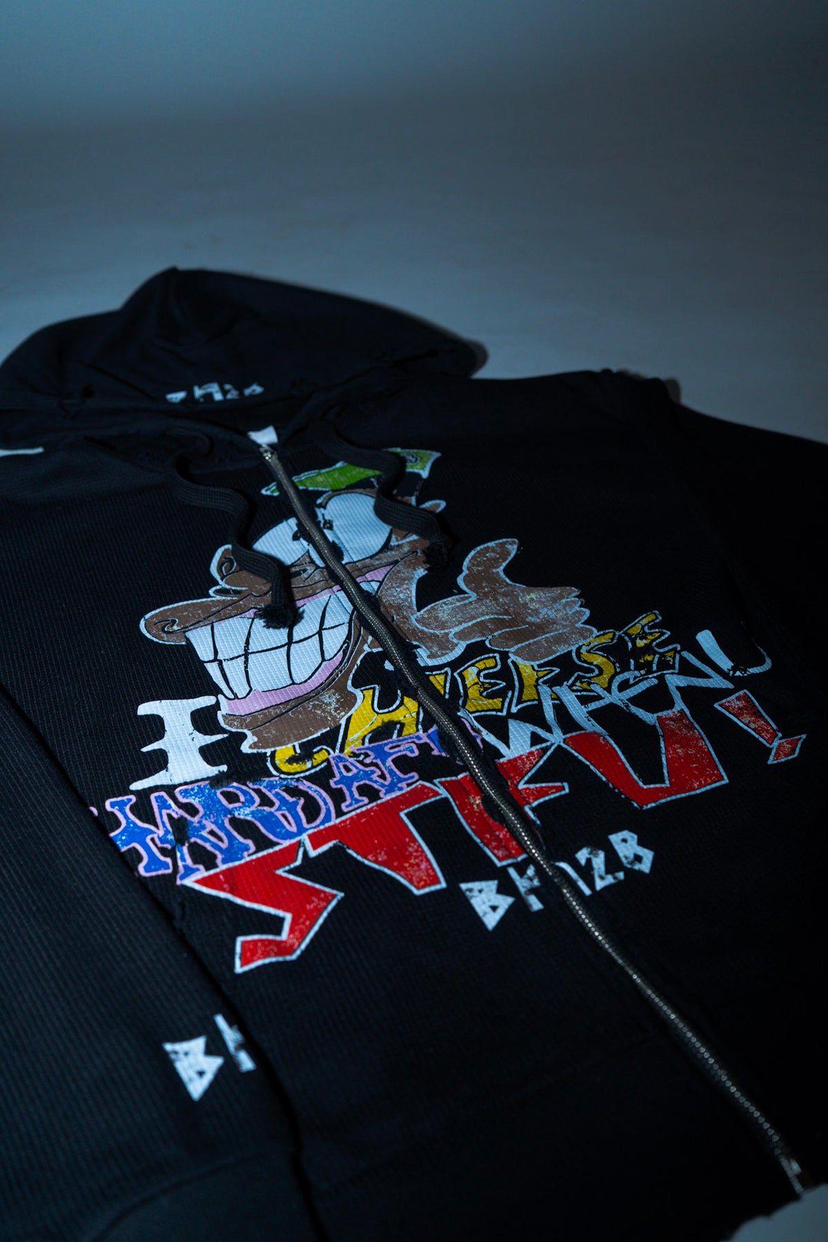 Black "I Cheese Hard Af When You Stfu" Thermal Zip-Up